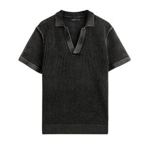 STAMPD Loose Gauge SS Polo Shirt in Black